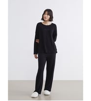 LCW DREAM Siyah Bisiklet Yaka Baskılı Kadın Pijama Takımı