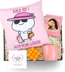 Kişiye Özel İnstagram Çerçeve & Bubble Mum & Motto Yastık & Kupa Hediye Seti