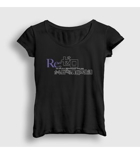 Presmono Kadın Beyaz Logo Anime Re Zero T-Shirt 543717tt (Siyah)