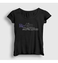 Presmono Kadın Beyaz Logo Anime Re Zero T-Shirt 543717tt (Siyah)