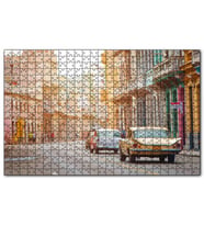 Cakapuzzle Küba'da Eski Binalar ve Klasik Arabalar Puzzle Yapboz MDF (Ahşap) (120 Parça)