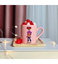 Brawl Stars Tasarımlı Kişiye Özel Pembe Türk Kahvesi Fincanı