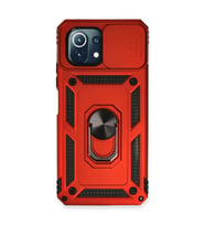 Xiaomi Mi 11 Lite Kılıf Pars Lens Yüzüklü Silikon - Kırmızı