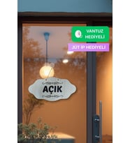 Dekoratif AÇIK-KAPALI Tabelası – Jüt İp ve Vantuz Hediyeli - Rebap (Akçaağaç)