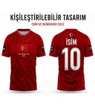 Kişiye Özel Baskı Yapılır Türkiye Milli Takım İç Saha Kırmızı 2026 FIFA WORLD CUB İsimsiz Yetişkin Futbol Forması