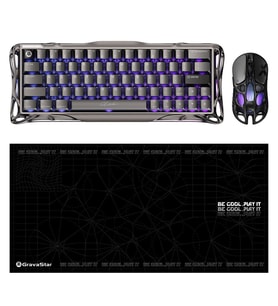 Gravastar V60 Pro Manyetik Kablolu Gaming Klavye, XPro Kablosuz Optik Mouse ve Mousepad Oyuncu Seti, GunMetal