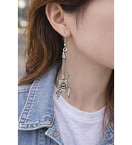 Rock Elektro Gitar Figürlü Gümüş Renk Unisex Sallantılı Küpe