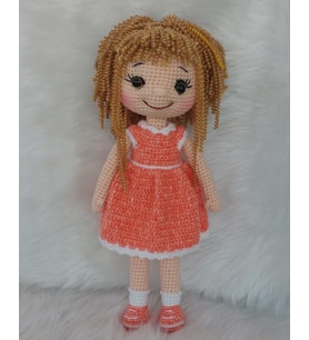 Kıvırcık Saçlı Şeker Bebek Amigurumi Organik Oyuncak