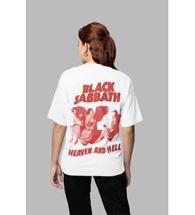 Black Sabbath Heaven And Hell Yazılı Unisex Oversize Müzik Grubu Tişört