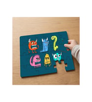 Minik Farklı Canavarlar Tasarımlı 24 Parça Ahşap Çocuk Puzzle