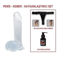 Lilitu Shop 19 cm Belden Bağlamalı Şeffaf Realistik Damarlı Vantuzlu Dildo Penis