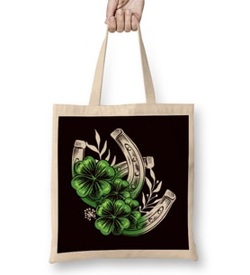 Horseshoe Lucky Shamrock Saint Patrick Day Ireland Irish Bez Çanta Uzun Saplı