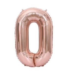 0 Rakam Rose Gold Folyo Balon 40 inç 100 cm