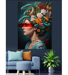 Medusa Modern Sanat Portresi Dekoratif Kanvas - Mdf Ahşap Tablo