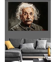 Yaşlı Adam Einstein Portre Dekoratif Kanvas - Mdf Ahşap Tablo