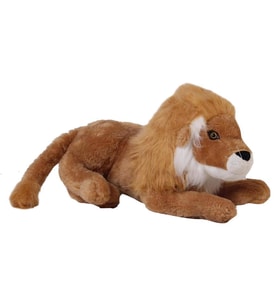 Küçük Yatan Aslan Kahve Peluş 45 cm (Koyu Sarı)