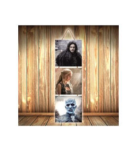 Game Of Thrones Tasarımlı Üçlü Retro Ahşap Poster Ü384