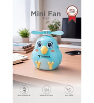 Torima Şarjlı El Vantilatörü Sevimli Kuş Figürlü Mini Taşınabilir Fan F31 Mavi