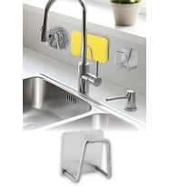 Paslanmaz Çelik Yapışkanlı Drenaj Evye Lavabo Sünger Tutucu Banyo Mutfak Organizer 4,5 cm
