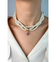 Damla Uçlu Sarmal İnci Kolye - Lila