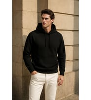 Erkek Kapüşonlu İçi Polarlı Siyah Sweatshirt