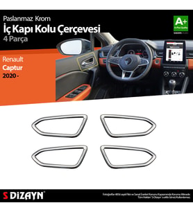 Renault Captur 2 Krom İç Kapı Kolu Çerçevesi 2020 2021 2022 2023 2024 2025