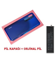 Tkgz Xiaomi Mi Note 10 Lite Arka Kapak Batarya Pil Kapağı + PİL (CAM) MAVİ
