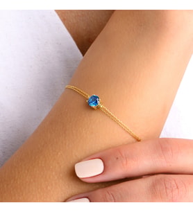 Topaz Model Yuvarlak Kesim Altın Bileklik