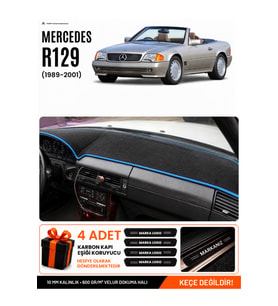 MERCEDES R129 (1989-2001) Uyumlu Torpido Örtüsü Torpido Kılıfı - Siyah Mavi