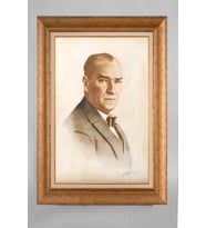 Altın Varaklı Paspartulu Çerçeveli Atatürk Tablo sd217