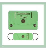 Fıstık Yeşil, Adınıza Özel Kişisel Cüzdan ve Anahtarlık Seti, Şık Hediyelik Takım, Mükemmel Sürpriz (Fıstık Yeşili)