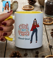 Kişiye Özel Karikatürlü Cute But Pisces Balık Burcu Kupa Bardak Doğum Günü Hediyesi
