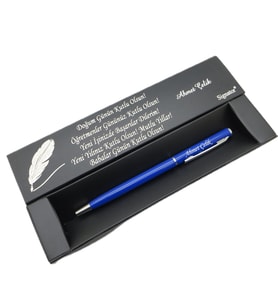 Signator® C514 Slim Mavi Krom Tükenmez Kalem  İsme Özel Kalem  Hediyelik Kalem (Karışık)