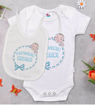 BK Kids Dayısının Kızanı Tasarımlı Beyaz Bebek Body Zıbın ve Mama Önlüğü Hediye Seti-1
