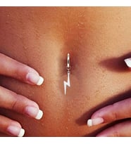 Deliksiz Şimşek Sallantılı Fake Çelik Göbek Piercing