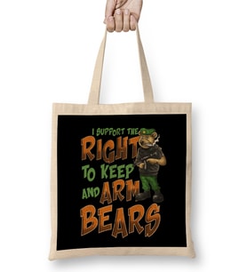 I Support The Right To Arm Bears 2nd Amendment Pun Bez Çanta Uzun Saplı