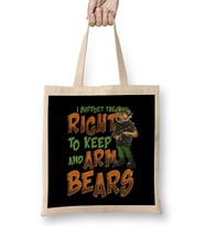 I Support The Right To Arm Bears 2nd Amendment Pun Bez Çanta Uzun Saplı