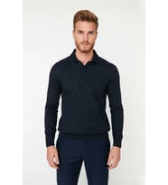 Erkek Smart Polo Yaka Triko Kazak Fitted Kalıp Uzun Kollu Günlük Tarz İçin İdeal Seçim Kaliteli