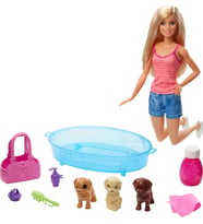 Barbie Bebek Ve Aksesuarları - 3 Yavru Köpekli Oyun Seti, Hayvancıklar İçin Küvet Ve Aksesuarlar Gdj (Çok Renkli)