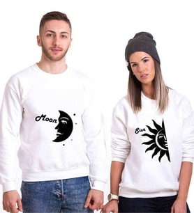Tshirthane Ay Güneş Sevgili Kombinleri Sweatshirt Kombini (Tek Ürün Fiyatıdır.)