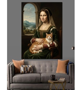 Kedisini Seven Leonardo Mona Lisa Dekoratif Kanvas - Mdf Ahşap Tablo