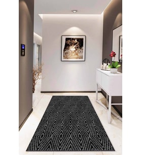 Siyah Sade Desensiz Kaymaz Tabanlı Dekoratif Halı RV207 - 100 x 160 cm