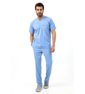 Zarf Yaka Erkek Likralı Takım - 6413 Açık Mavi
