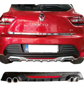 Renault Clio Mk4 Siyah Difüzör Difizör Yuvarlak Egzoz Görünüm Reflektörlü