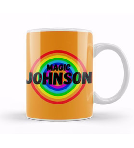 Magic Johnson   Basketball gifts Vintage Retro Rainbow Quotes For BOYS AND Dad Kupa Bardak Porselen