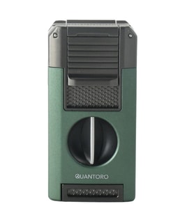 Quantoro Çift Torch Pürmüz V-Cut/Delicili/İğneli Yeşil Metal Puro Çakmağı - TRZ1099