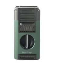 Quantoro Çift Torch Pürmüz V-Cut/Delicili/İğneli Yeşil Metal Puro Çakmağı - TRZ1099