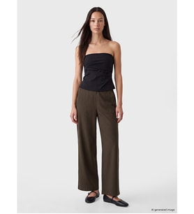 LCWAIKIKI Classic Haki Beli Lastikli Geniş Paça Kadın Pantolon
