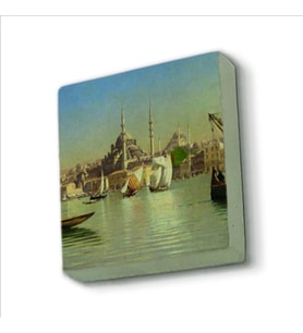 Eminönü Yeni Camii (Çizim, Osmanlı Dönemi) Baskılı Doğaltaş  Magnet(KRT-043)Buzdolabı Süsü