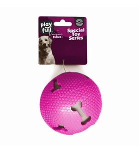 Playfull Işıklı Kemik Desenli Plastik Top Köpek Oyuncağı 7,5 Cm Pembe